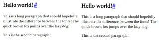 Vollkorn and Times New Roman fonts being compared side by side with corrections applied